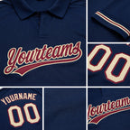Custom Navy City Cream-Crimson Performance Vapor Golf Polo Shirt detail