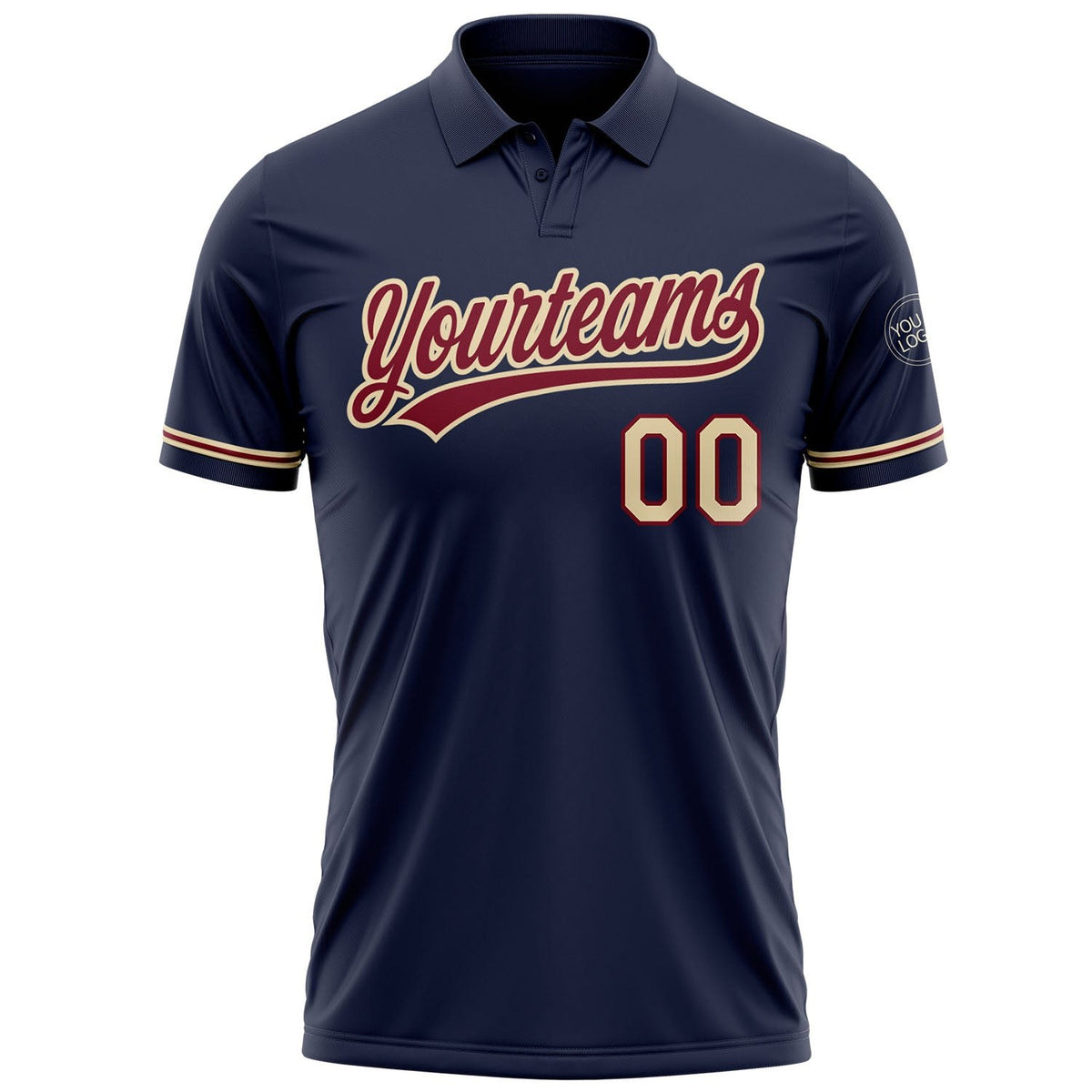 Custom Navy City Cream-Crimson Performance Vapor Golf Polo Shirt photo 2