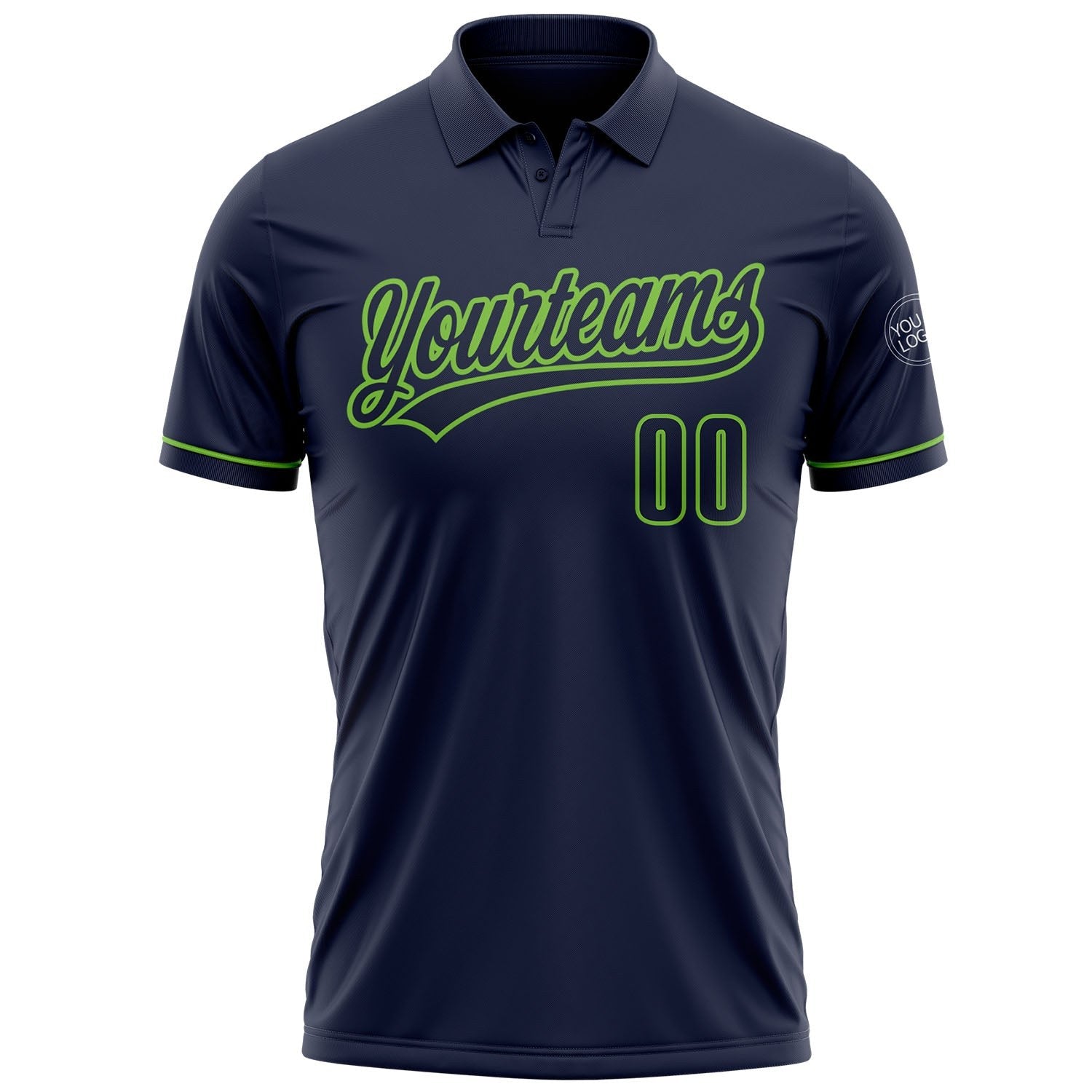 Custom Navy Navy-Neon Green Performance Vapor Golf Polo Shirt photo 2