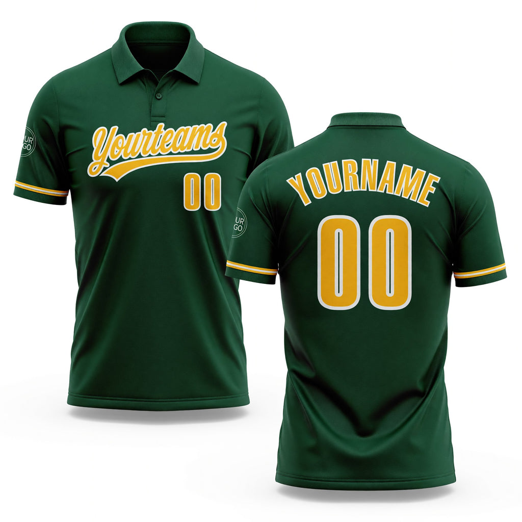 Custom Green Gold-White Performance Vapor Golf Polo Shirt
