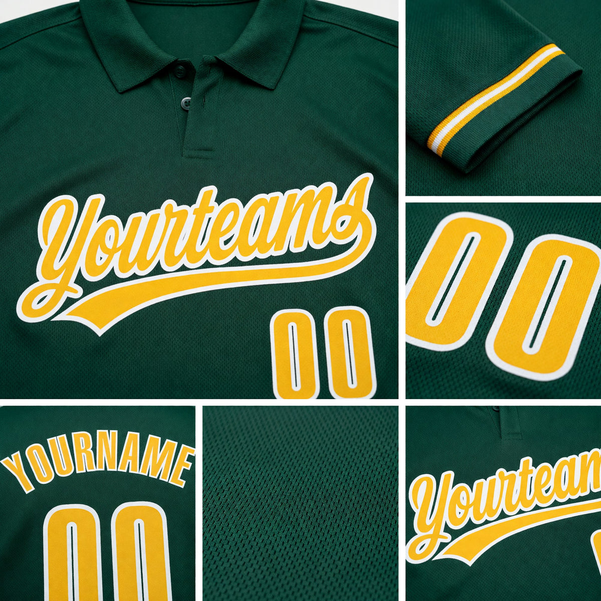 Custom Green Gold-White Performance Vapor Golf Polo Shirt detail