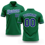 Custom Kelly Green Royal-White Performance Vapor Golf Polo Shirt