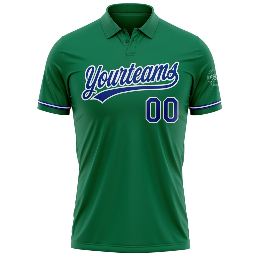 Custom Kelly Green Royal-White Performance Vapor Golf Polo Shirt photo 2