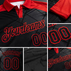 Custom Black Red 3D Pattern Design Bowling Performance Polo Shirt detail