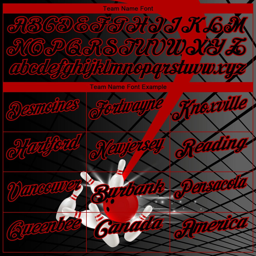 Custom Black Red 3D Pattern Design Bowling Performance Polo Shirt photo 4