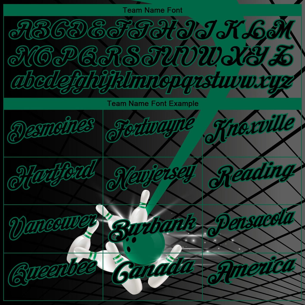 Custom Black Kelly Green 3D Pattern Design Bowling Performance Polo Shirt photo 4