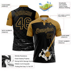 Custom Black Old Gold 3D Pattern Design Bowling Performance Polo Shirt photo 3