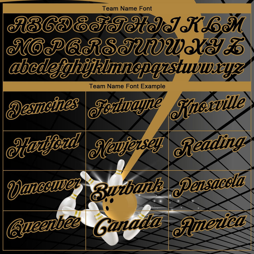 Custom Black Old Gold 3D Pattern Design Bowling Performance Polo Shirt photo 4