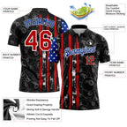 Custom Black Red-Royal 3D Pattern Design Billiards Snooker 8 Ball American Flag Performance Polo Shirt photo 3