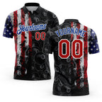 Custom Black Red-Royal 3D Pattern Design Billiards Snooker 8 Ball American Flag Performance Polo Shirt