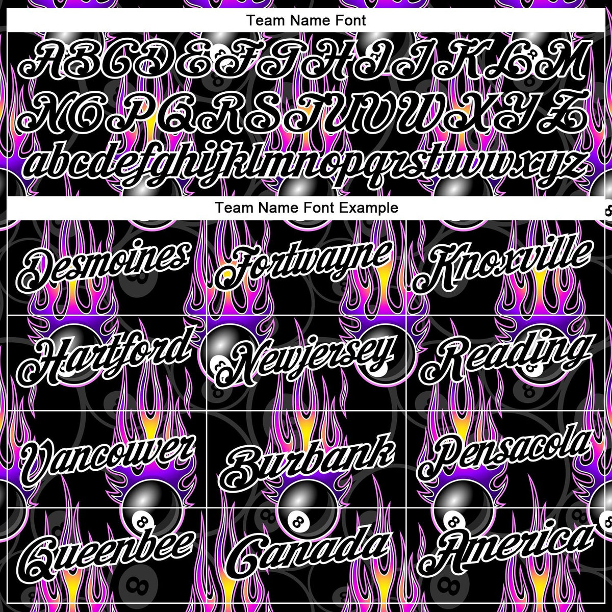 Custom Black White-Purple 3D Pattern Design Flame Billiards 8 Ball Performance Polo Shirt photo 4