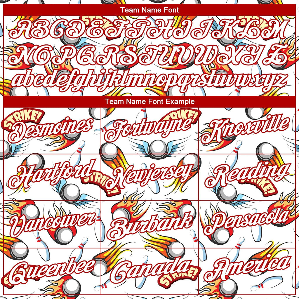 Custom White Red 3D Pattern Design Firely Bowling Performance Polo Shirt photo 3