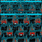 Custom Black Lakes Blue 3D Pattern Design Bowling Ball With Hotrod Flame Performance Polo Shirt photo 4