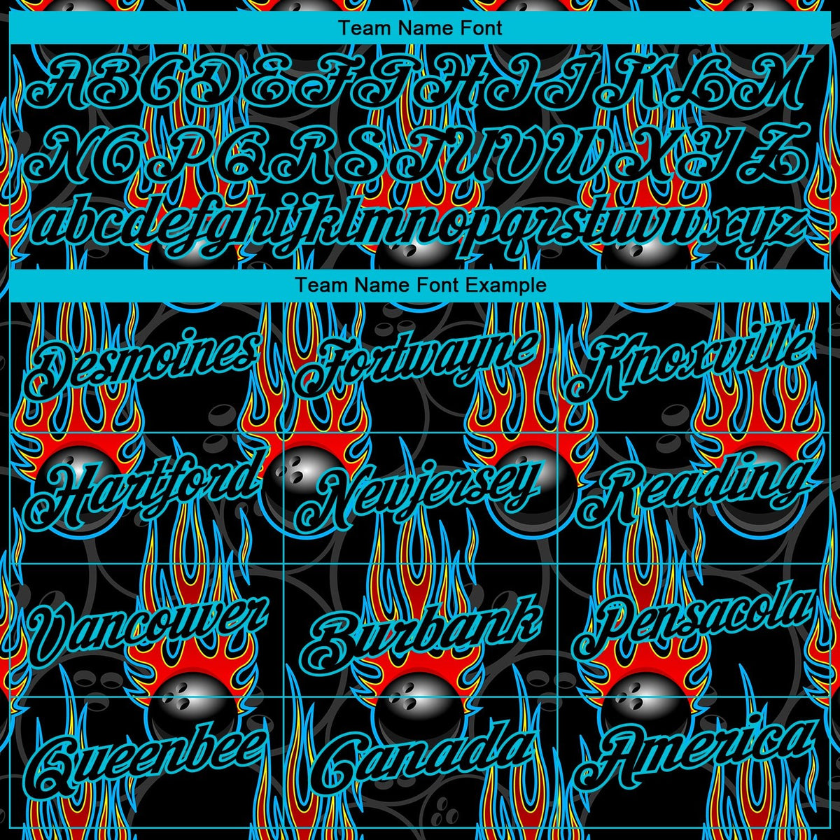 Custom Black Lakes Blue 3D Pattern Design Bowling Ball With Hotrod Flame Performance Polo Shirt photo 4