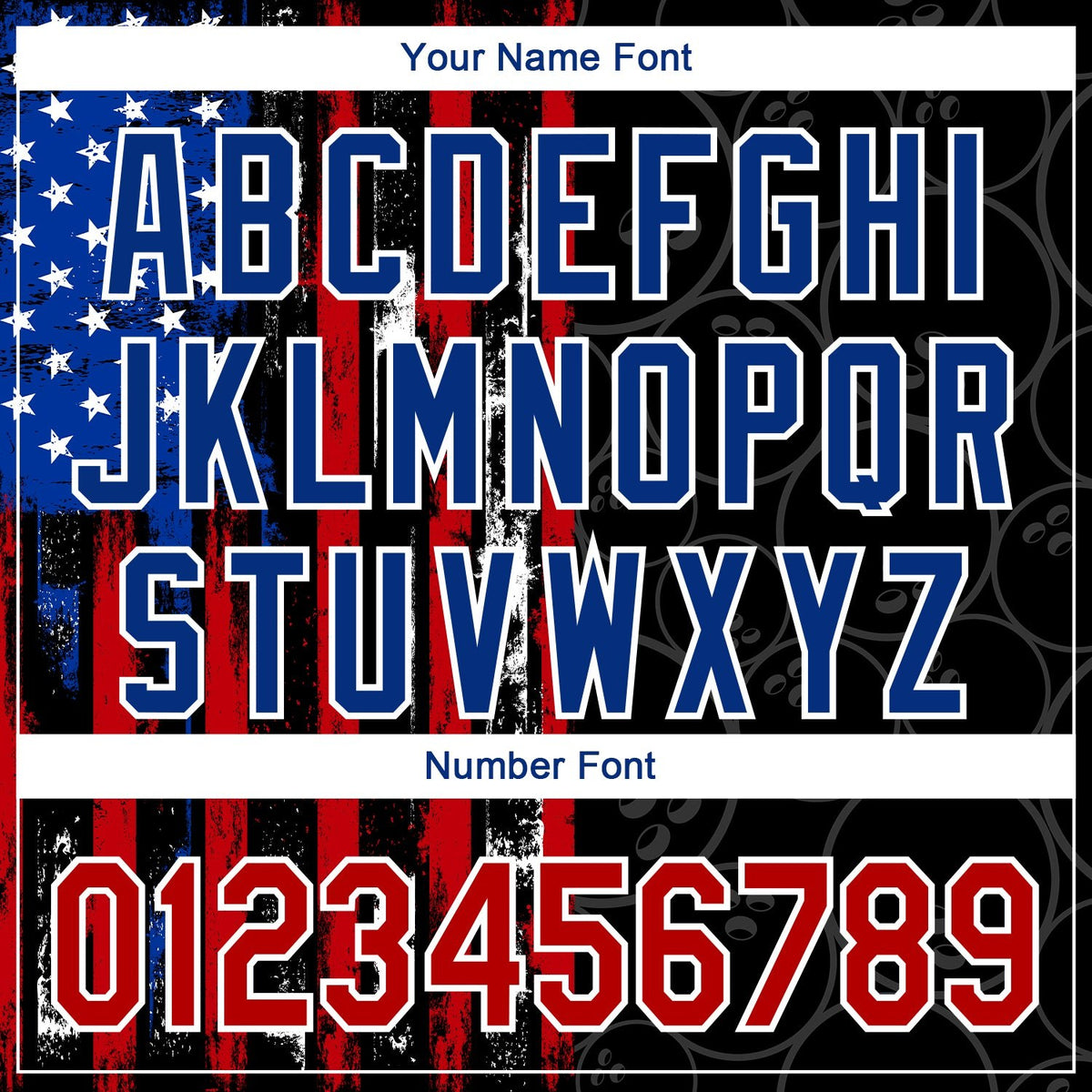 Custom Black Red-Royal 3D Pattern Design Bowling Ball American Flag Performance Polo Shirt photo 5