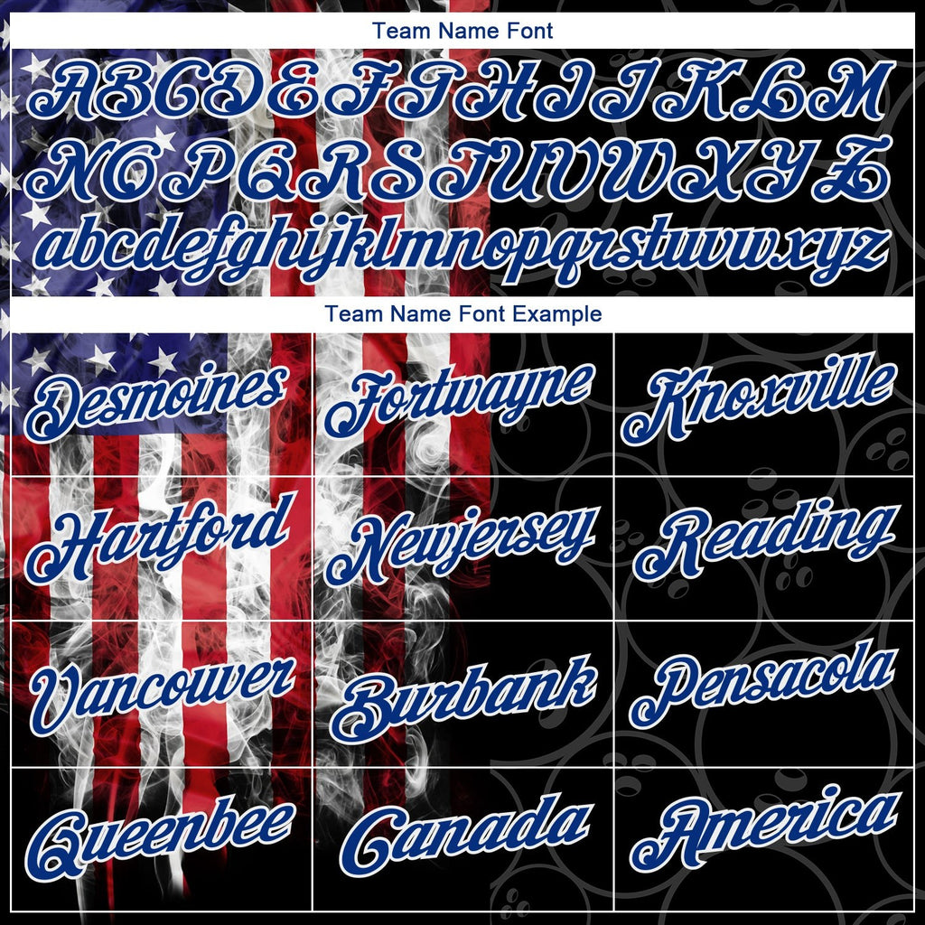 Custom Black Red-Royal 3D Pattern Design Bowling Ball American Flag Performance Polo Shirt photo 5