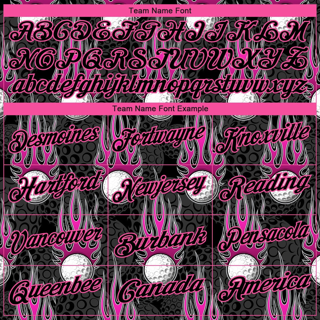 Custom Black Pink 3D Pattern Design Firely Golf Ball Performance Golf Polo Shirt photo 4