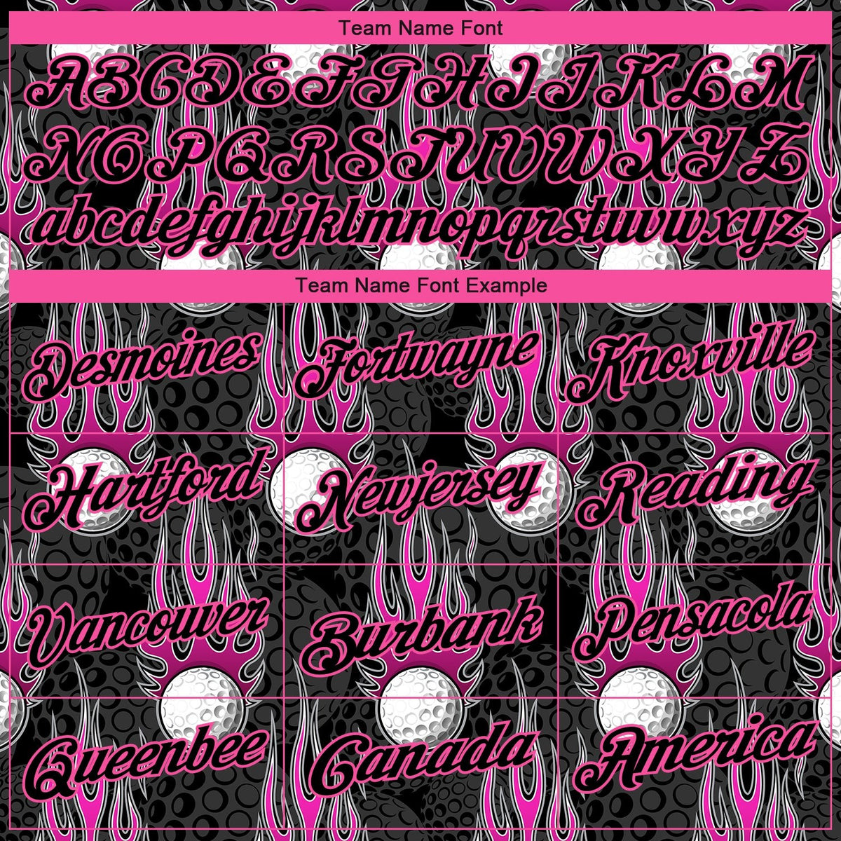 Custom Black Pink 3D Pattern Design Firely Golf Ball Performance Golf Polo Shirt photo 4