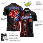 Custom Black Red-Royal 3D Pattern Design Golf Ball American Flag Performance Golf Polo Shirt photo 3