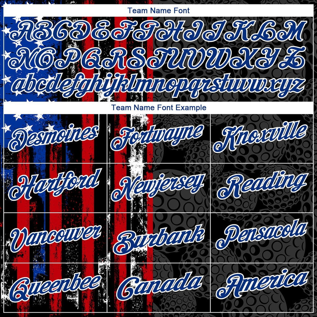 Custom Black Red-Royal 3D Pattern Design Golf Ball American Flag Performance Golf Polo Shirt photo 4