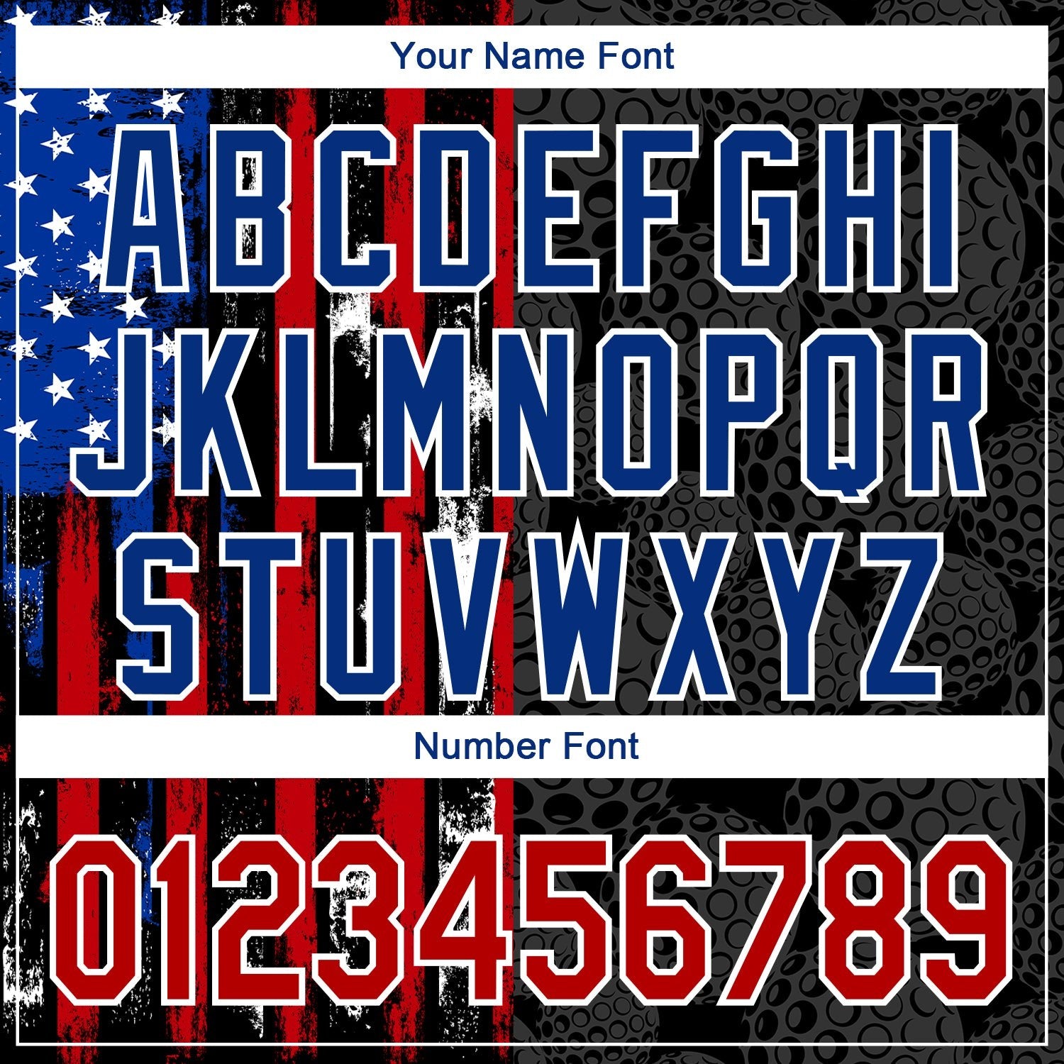 Custom Black Red-Royal 3D Pattern Design Golf Ball American Flag Performance Golf Polo Shirt photo 5