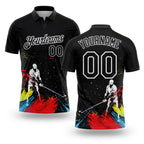Custom Black White 3D Pattern Design Golfing Performance Golf Polo Shirt