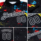 Custom Black White 3D Pattern Design Golfing Performance Golf Polo Shirt detail