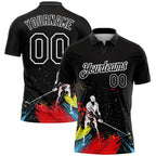 Custom Black White 3D Pattern Design Golfing Performance Golf Polo Shirt photo 1