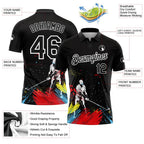 Custom Black White 3D Pattern Design Golfing Performance Golf Polo Shirt photo 3