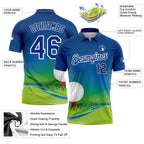 Custom Royal White 3D Pattern Design Golf Ball Performance Golf Polo Shirt photo 3