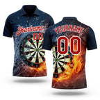 Custom Black Red-White 3D Pattern Design Flame Dart Board Performance Golf Polo Shirt