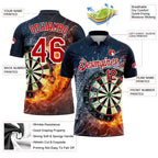 Custom Black Red-White 3D Pattern Design Flame Dart Board Performance Golf Polo Shirt photo 3