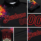 Custom Black Red 3D Pattern Design Dart Board Performance Golf Polo Shirt detail