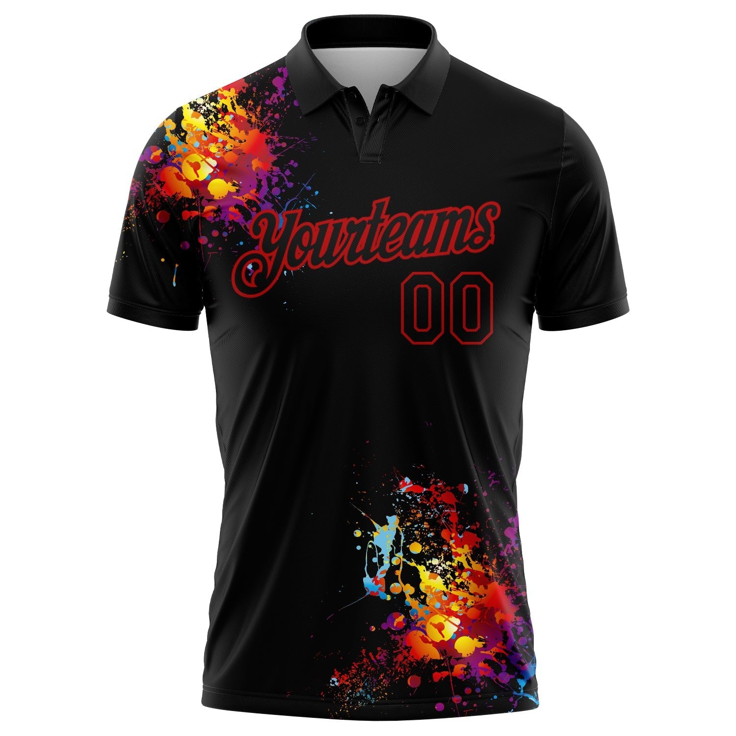 Custom Black Red 3D Pattern Design Dart Board Performance Golf Polo Shirt photo 2