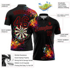 Custom Black Red 3D Pattern Design Dart Board Performance Golf Polo Shirt photo 3