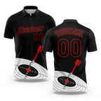 Custom Black Red 3D Pattern Design Dart Board Target Performance Golf Polo Shirt