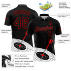 Custom Black Red 3D Pattern Design Dart Board Target Performance Golf Polo Shirt photo 3