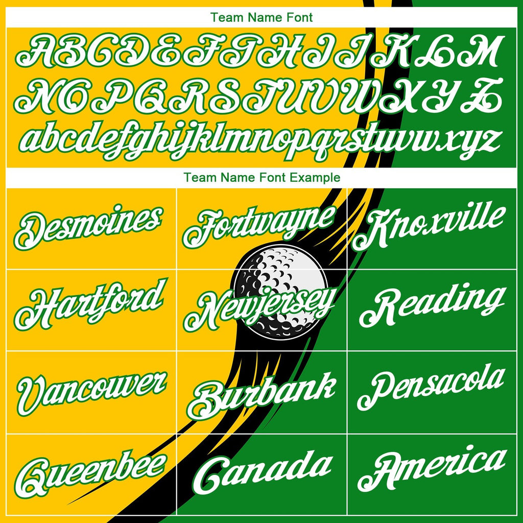 Custom Yellow White-Grass Green 3D Pattern Design Golf Ball Performance Golf Polo Shirt photo 3