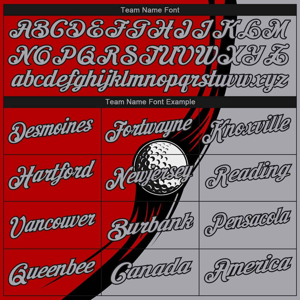 Custom Red Gray-Black 3D Pattern Design Golf Ball Performance Golf Polo Shirt photo 4