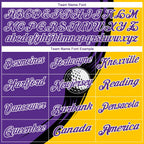 Custom Purple Yellow-Black 3D Pattern Design Golf Ball Performance Golf Polo Shirt photo 3
