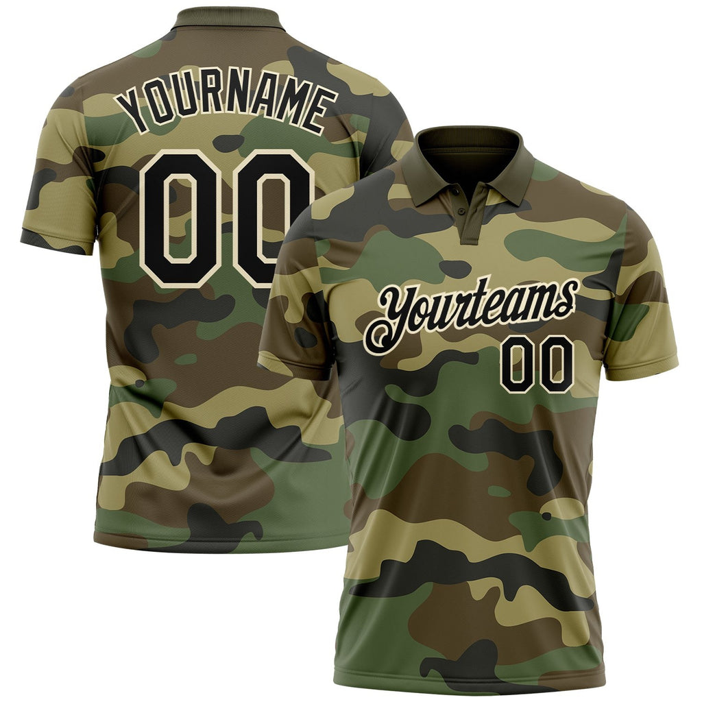 Custom Camo Black-Cream Performance Salute To Service Golf Polo Shirt photo 1