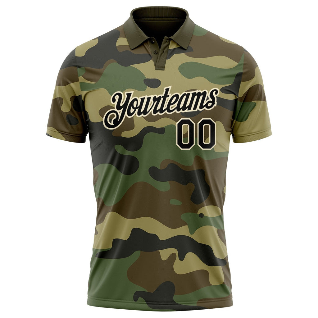 Custom Camo Black-Cream Performance Salute To Service Golf Polo Shirt photo 2