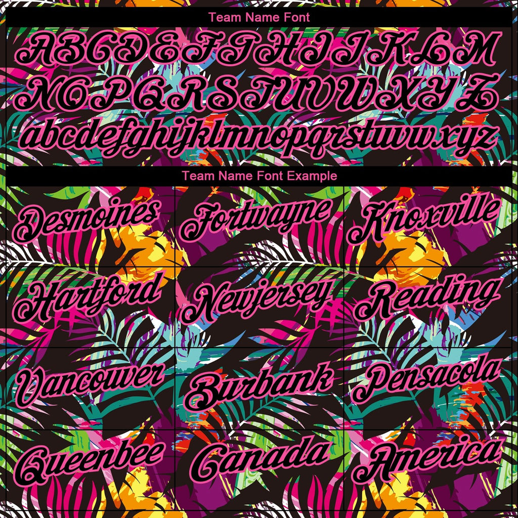Custom Black Pink 3D Pattern Design Tropical Hawaii Palm Leaves Performance Golf Polo Shirt photo 5