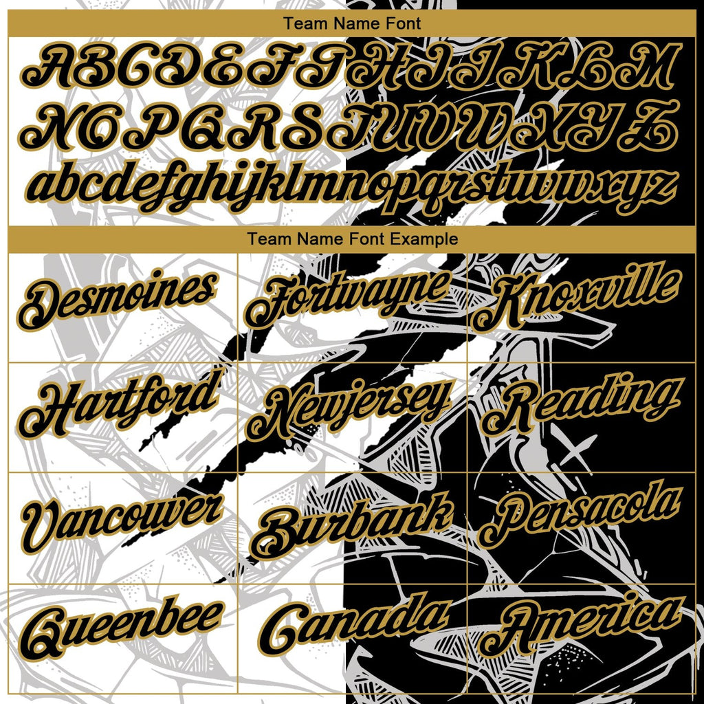 Custom Graffiti Pattern Black-Old Gold 3D Scratch Performance Golf Polo Shirt photo 4