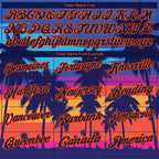 Custom Powder Blue Navy-Orange 3D Pattern Design Hawaii Palm Trees Performance Golf Polo Shirt photo 4