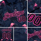 Custom Black Pink 3D Pattern Design Flamingo Performance Golf Polo Shirt detail