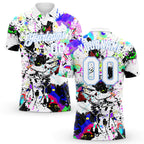 Custom Graffiti Pattern White-Light Blue 3D Splashes Performance Golf Polo Shirt