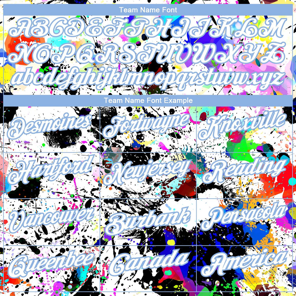 Custom Graffiti Pattern White-Light Blue 3D Splashes Performance Golf Polo Shirt photo 2