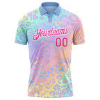 Custom Pink White 3D Pattern Design Leopard Print Performance Golf Polo Shirt photo 2