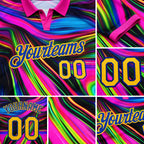 Custom Deep Pink Yellow-Royal 3D Pattern Design Abstract Colorful Psychedelic Fluid Art Performance Golf Polo Shirt detail